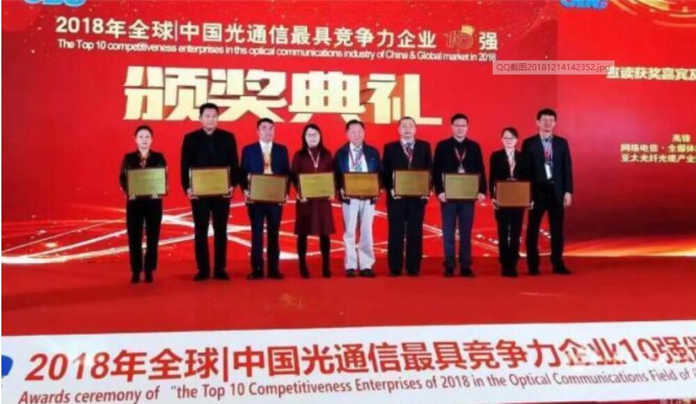 HGGenuine won the top 10 enterprises of optical communication industry competitiveness